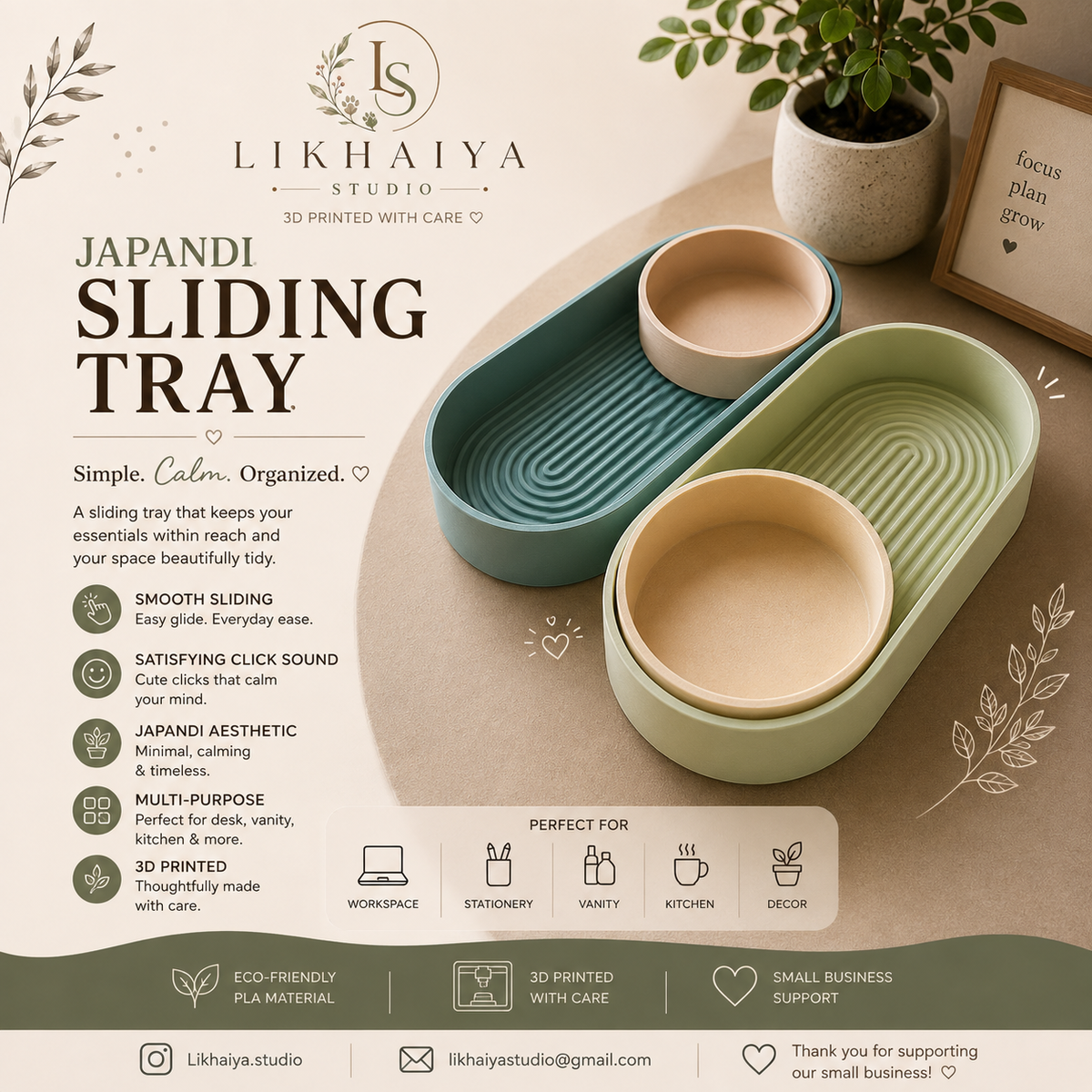 Japandi Sliding tray duo